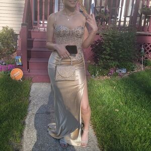 Glamorous Gold Sequin Prom Dress